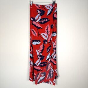 Express Red‎ Tropical Floral Maxi Skirt Womens XS Resortwear Beach Vacation Boho